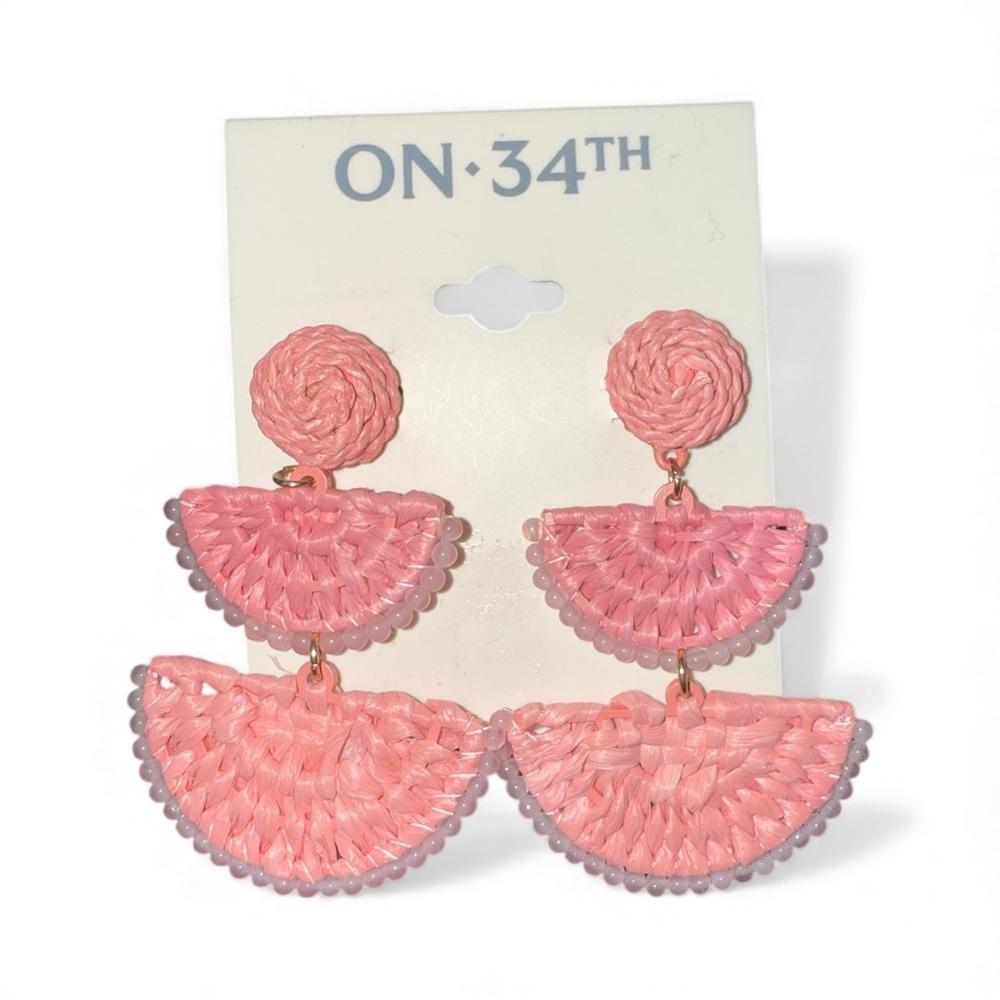 NWT! On 34th Pink Woven Drop Earrings